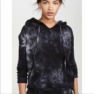 Nili Lotan Janie Hoodie Sweatshirt Jet Black Tie Dye Women's Size XS